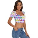 Colorful Horse Background Wallpaper Short Sleeve Square Neckline Crop Top  View3