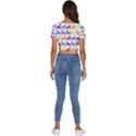 Colorful Horse Background Wallpaper Short Sleeve Square Neckline Crop Top  View4