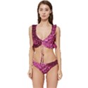 Pink Glitter Low Cut Ruffle Edge Bikini Set View1