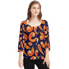Space Patterns Pattern Chiffon Quarter Sleeve Blouse