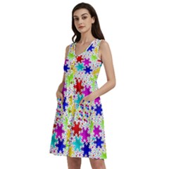 Snowflake Pattern Repeated Sleeveless Dress With Pocket by Hannah976
