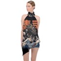 Sushi Dragon Japanese Halter Asymmetric Satin Top View1
