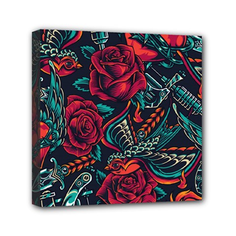 Vintage Flash Tattoos Designs Seamless Pattern Mini Canvas 6  X 6  (stretched)