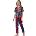 Vintage Flash Tattoos Designs Seamless Pattern Kids  Satin Short Sleeve Pajamas Set View1