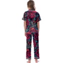 Vintage Flash Tattoos Designs Seamless Pattern Kids  Satin Short Sleeve Pajamas Set View2