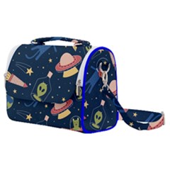 Seamless Pattern With Funny Alien Cat Galaxy Satchel Shoulder Bag