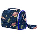 Seamless Pattern With Funny Alien Cat Galaxy Satchel Shoulder Bag View1