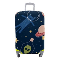 Seamless Pattern With Funny Alien Cat Galaxy Luggage Cover (small)