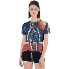 Vintage Retro Space Posters Astronaut Open Back Sport T-shirt