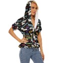 Time Nonlinear Curved Linear Lightweight Drawstring Hooded Top View3