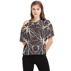 Mental Human Experience Mindset Pattern One Shoulder Cut Out T-shirt