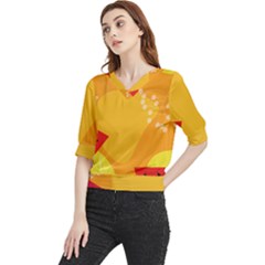Watermelon Flower Quarter Sleeve Blouse