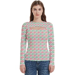 Spiral Geometry Pattern Women s Cut Out Long Sleeve T-shirt