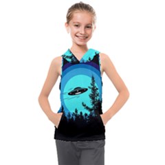 Ufo Alien Night Sky Night Kids  Sleeveless Hoodie