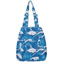 Storm Waves Seamless Pattern Raging Ocean Water Sea Wave Vintage Japanese Storms Print Illustration Center Zip Backpack View1