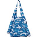 Storm Waves Seamless Pattern Raging Ocean Water Sea Wave Vintage Japanese Storms Print Illustration Center Zip Backpack View2