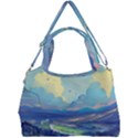Mountains And Trees Illustration Painting Clouds Sky Landscape Double Compartment Shoulder Bag View1