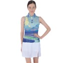 Mountains And Trees Illustration Painting Clouds Sky Landscape Women s Sleeveless Polo T-Shirt View1