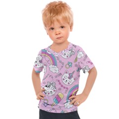 Beautiful Cute Animals Pattern Pink Kids  Sports T-shirt