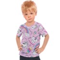 Beautiful Cute Animals Pattern Pink Kids  Sports T-Shirt View1