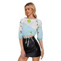 Astronaut Spaceship Mid Sleeve Drawstring Hem Top View2