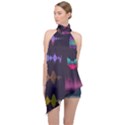 Colorful Sound Wave Set Halter Asymmetric Satin Top View1