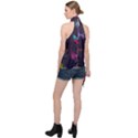 Colorful Sound Wave Set Halter Asymmetric Satin Top View2
