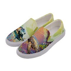 Colorful Turtles Fish Sea Animal Shells Womens Canvas Slip Ons by CoolDesigns