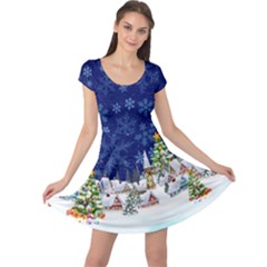 Let It Snow Navy Xmas Logo Cap Sleeve Dress by CoolDesigns