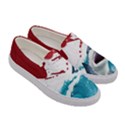 Red & Teal Fierce Shark Pattern Womens Canvas Slip Ons View3