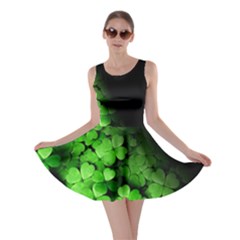 Shamrock Black Green Side Print Skater Dress by CoolDesigns