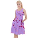 Fly Butterfly Amethyst Knee Length Skater Dress With Pockets View1