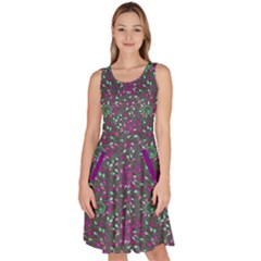 Dark Purple Green 2 Female Egg Male Sperm Fertilization Knee Length Skater Dress With Pockets