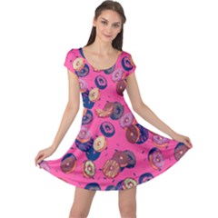 Hot Pink Donut Cap Sleeve Dress