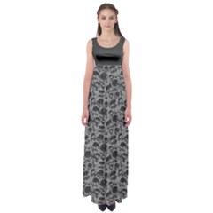 Grey Grunge Pattern With Skulls Illustration Empire Waist Maxi Dress