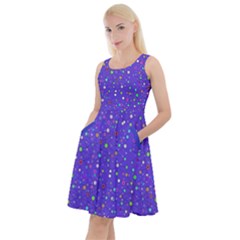 Science Spirals Pattern Blue Violet Knee Length Skater Dress With Pockets by CoolDesigns