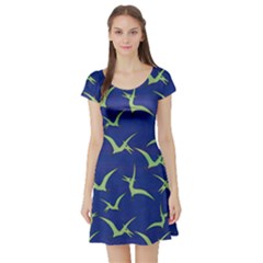 Frizzle Dinosaur Pterosaur Short Sleeve Skater Dress