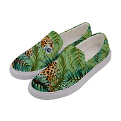 Pale Green Hot Cute Cat Animals Tiger Pattern Womens Canvas Slip Ons