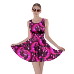 Shine Deep Pink Moon Stars Skater Dress