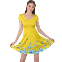 Hawaiian Floral Yellow Summer Cap Sleeve Dress by CoolDesigns