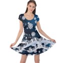Christmas Musical Dark Steel Blue Piano Double Sided Cap Sleeve Dress View1
