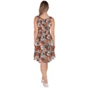 Colorful Brown Doodle Dogs and Cats Pattern Knee Length Skater Dress With Pockets View4