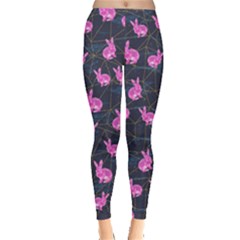 Geometric Bunny Silhouette Dark Print Leggings 