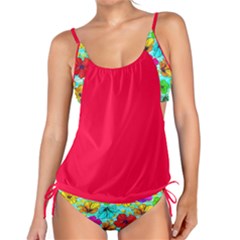 Red Floral Purple Floral Tankini Set by CoolDesigns