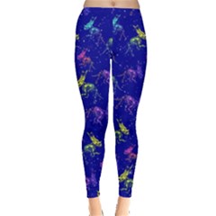 Triceratops Skeleton Jurassic World Purple Blue Leggings 