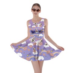 Cute French Bulldog Amethyst Donuts Rainbow Skater Dress