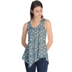 Blue Pattern With Little Cute Penguins On Blue Sleeveless Tunic Top by CoolDesigns