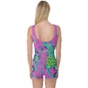 Elegant Peacock Pink Feathers Stretch One Piece Boyleg Swimsuit View2