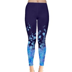 Blue Floral Flow Blue Water With Pattern Tree Japanese Cherry Blossom Women s Leggings by CoolDesigns
