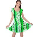Frangipani Floral Green Stripes Cap Sleeve Dress View1